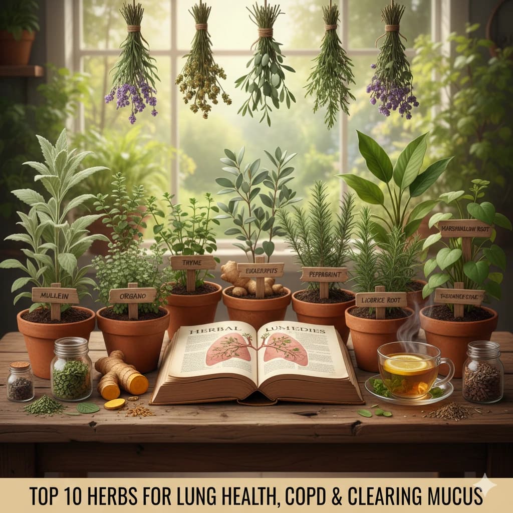 Top 10 Herbs for Lung Health, COPD, and Clearing Mucus Image